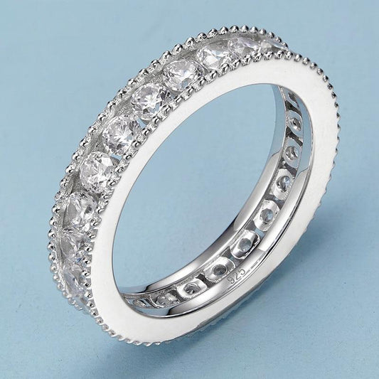 3mm Eternity Cubic Zirconias Sterling Silver Women's Ring - Promise Rings