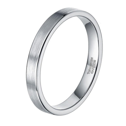 3mm Simple Classic Silver Tungsten Unisex Ring - Promise Rings