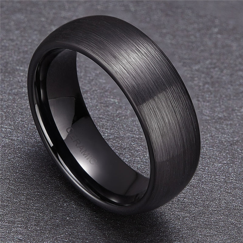 4mm, 6mm or 8mm Pure Black Ceramic Unisex Ring - Promise Rings