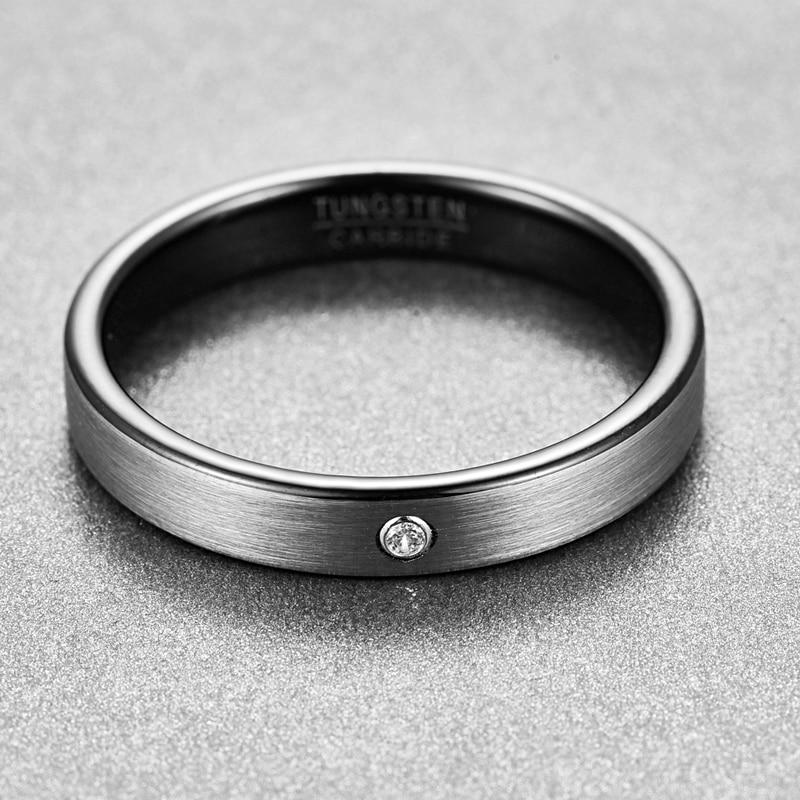 4mm Classic Cubic Zirconia Silver & Black Men's Ring - Promise Rings