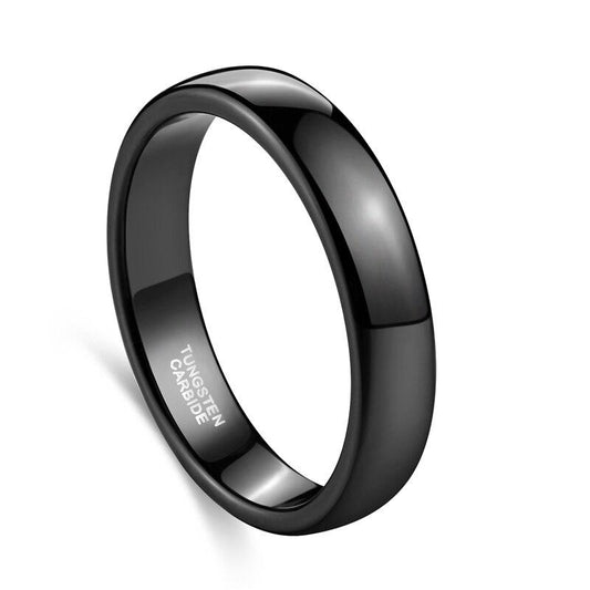 4mm High Polish Black Tungsten Mens Rings - Promise Rings