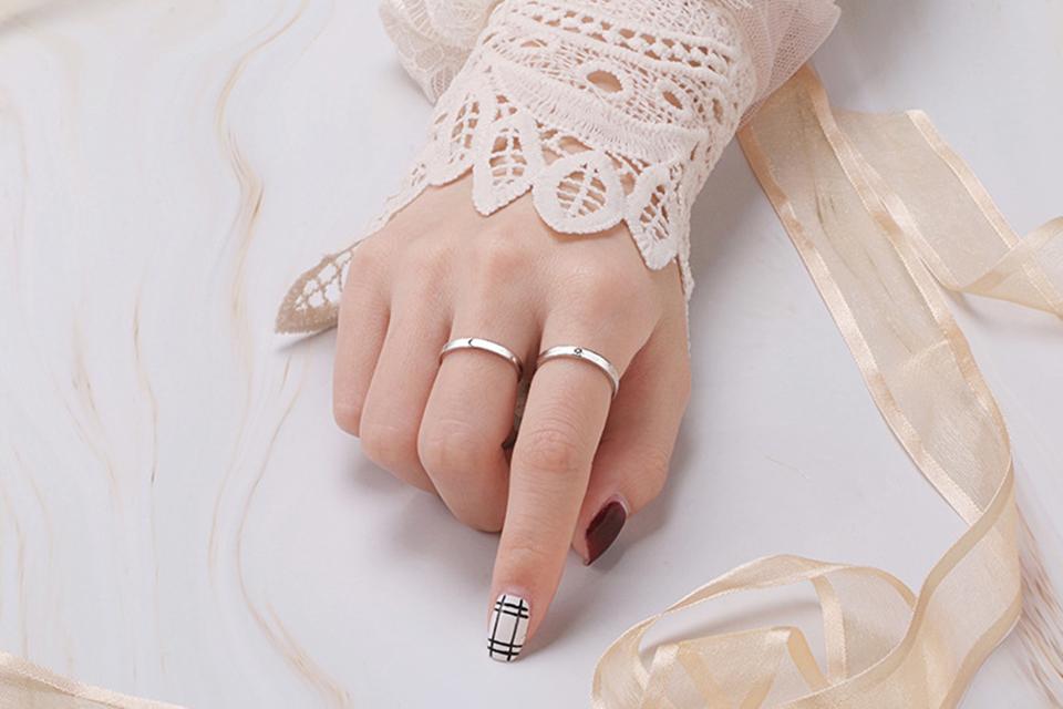 4mm My Sun and My Moon Silver Unisex Rings (Set) - Promise Rings