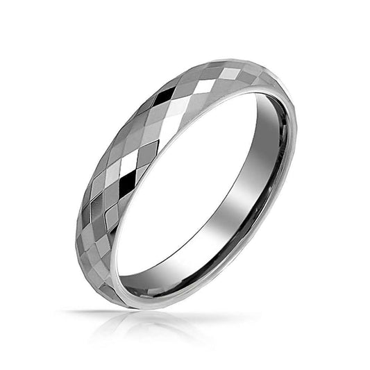 4mm Prism Cut Silver Unisex Ring - Promise Rings