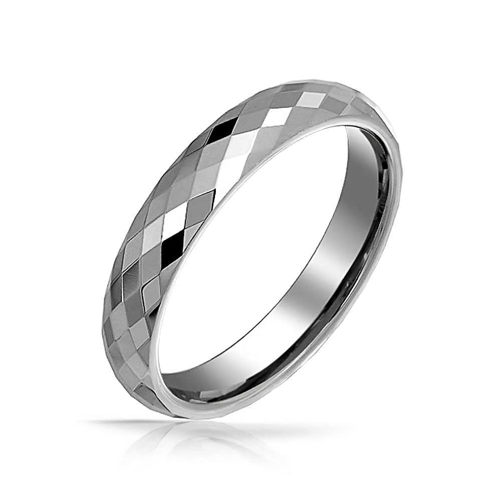 4mm Prism Cut Silver Unisex Ring - Promise Rings