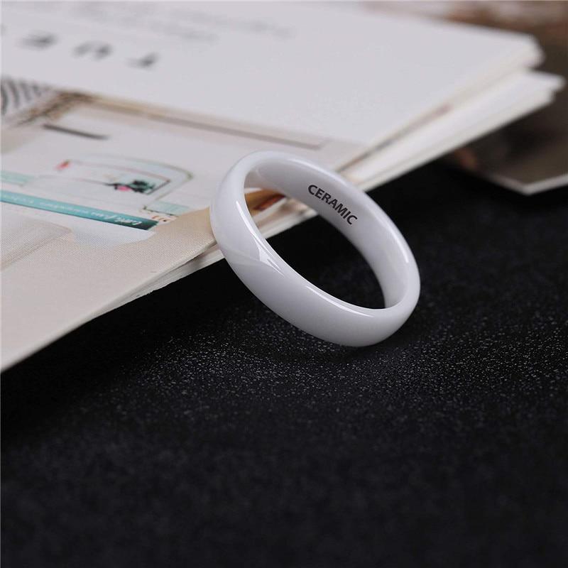 4mm White Smooth Ceramic Unisex Ring - Promise Rings