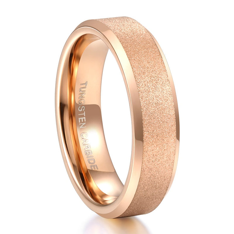 4mm or 6mm Rose Gold Sandblasted Tungsten Unisex Ring - Promise Rings