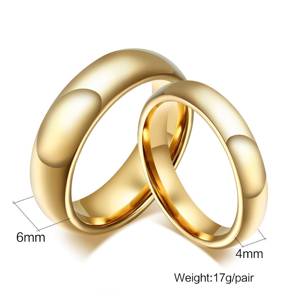 4mm & 6mm Classic Gold Polished Couple’s Rings – Matching Bands for Him & Her (Unisex) - Promise Rings