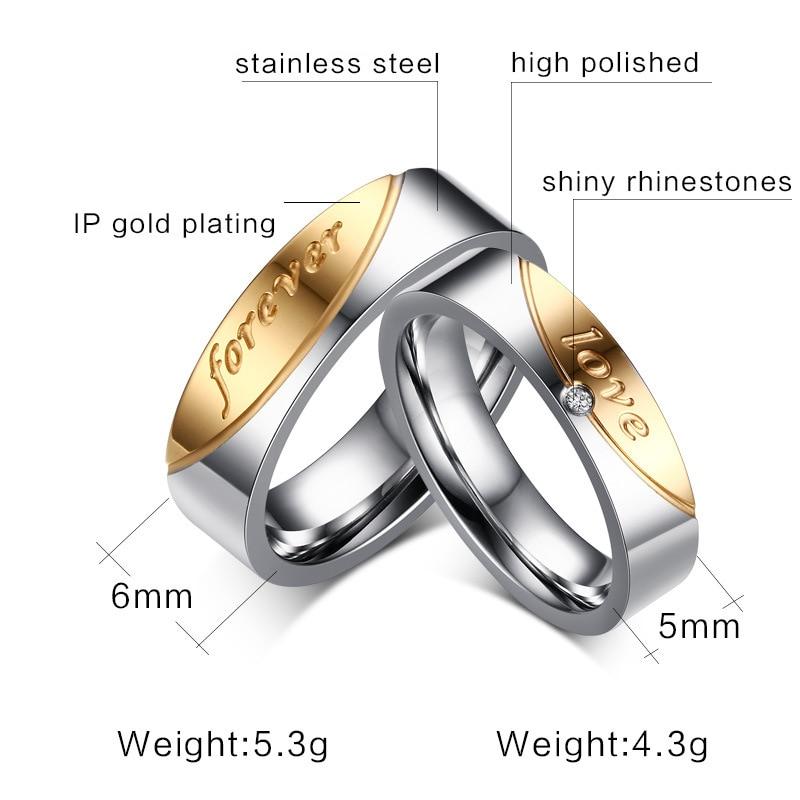 5mm/6mm Forever Love Stainless Steel Couple Rings - Promise Rings