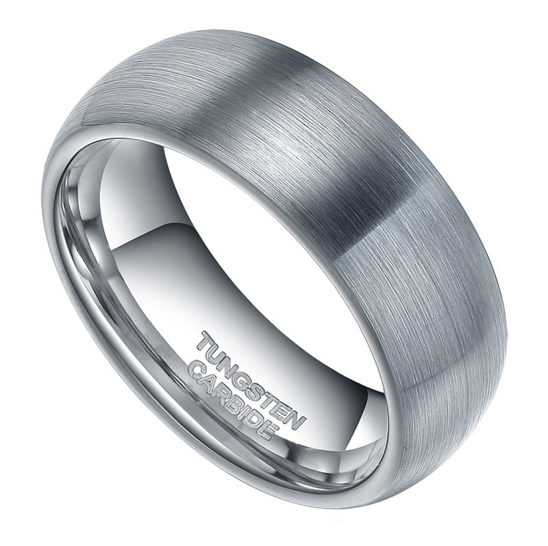 6mm & 8mm Domed Brushed Silver Tungsten Couples Rings - Promise Rings