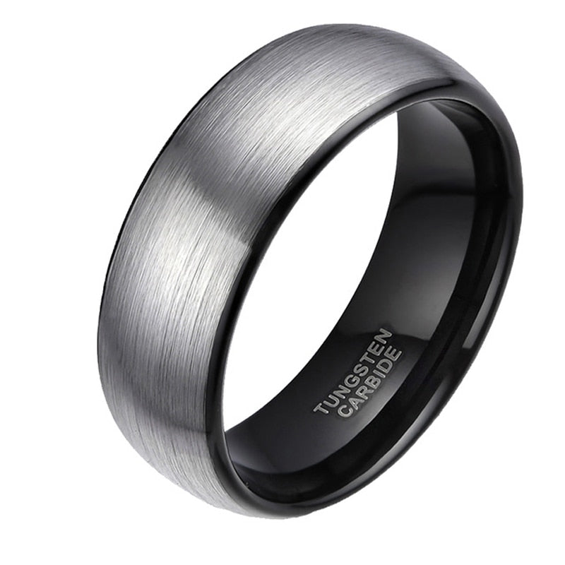 6mm & 8mm Matte Brushed Silver & Black Couples Rings - Promise Rings