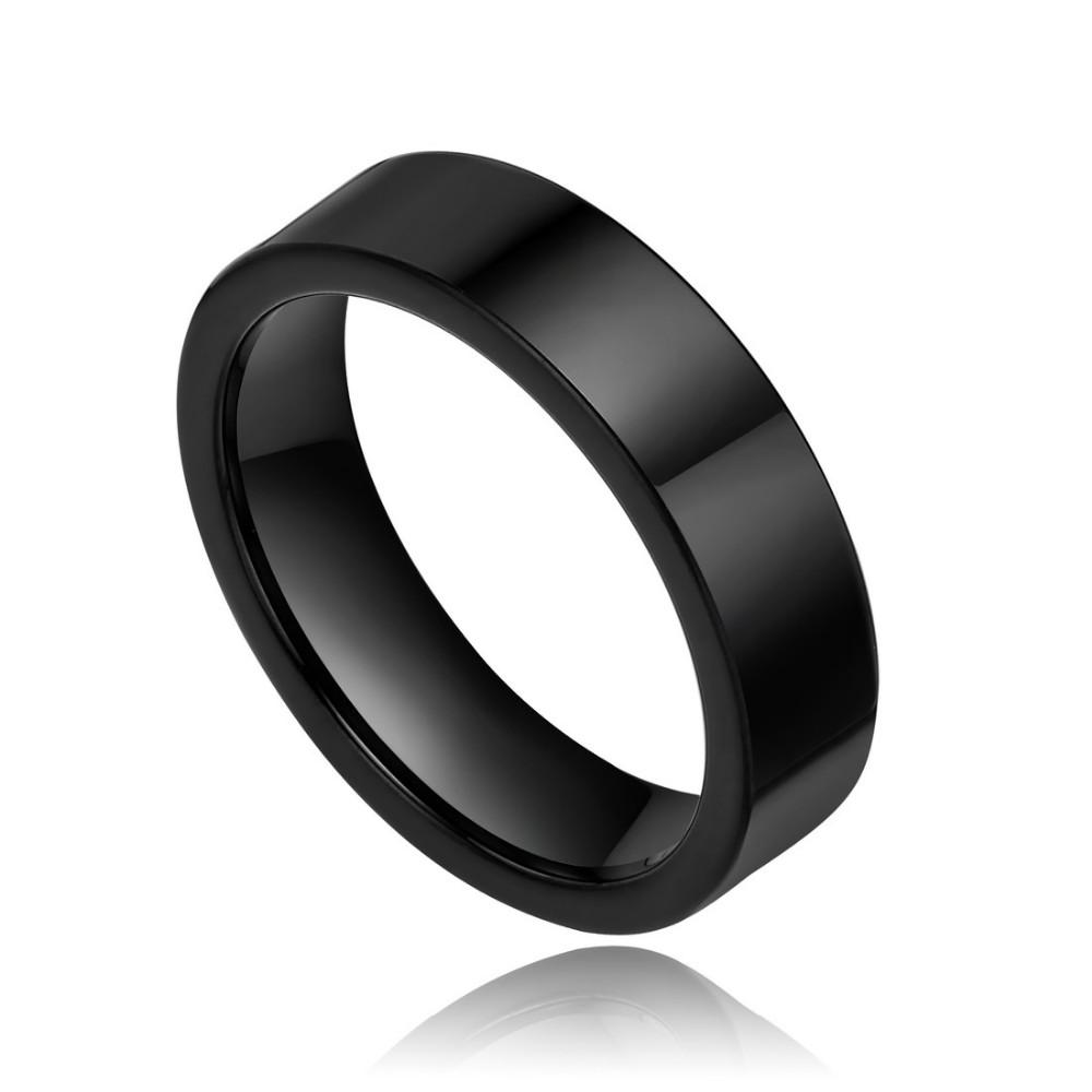 6mm & 8mm Pure Black Titanium Couple Rings (Set/2Pc) - Promise Rings