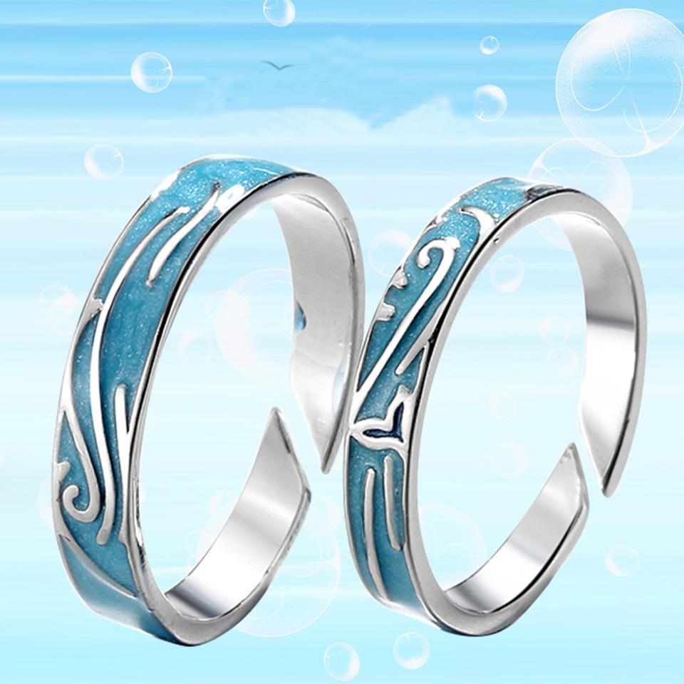 6mm Blue Oceans Matching Unisex Rings - Promise Rings