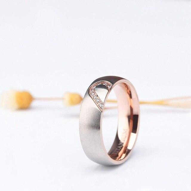 6mm Dome Heart Shape Titanium Couples Rings - Promise Rings