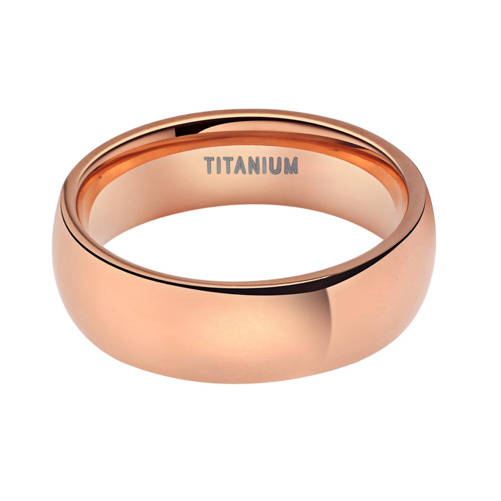 6mm Rose Gold Titanium Unisex Ring - Promise Rings