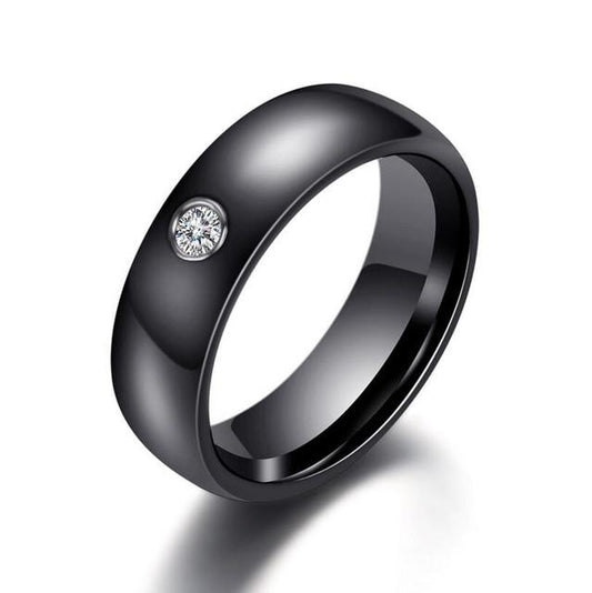 6mm Round Crystals Ceramic Unisex Rings - Promise Rings