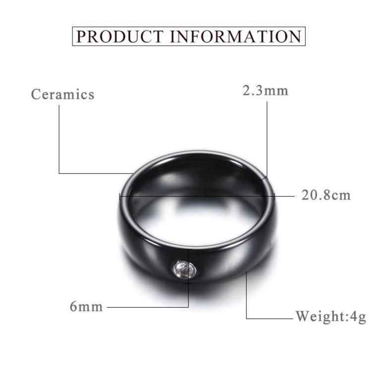 6mm Round Crystals Ceramic Unisex Rings - Promise Rings