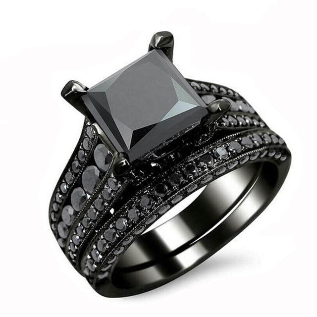 6mm Vintage Black or Blue Cubic Zirconia Womens Rings (2 colors) - Promise Rings