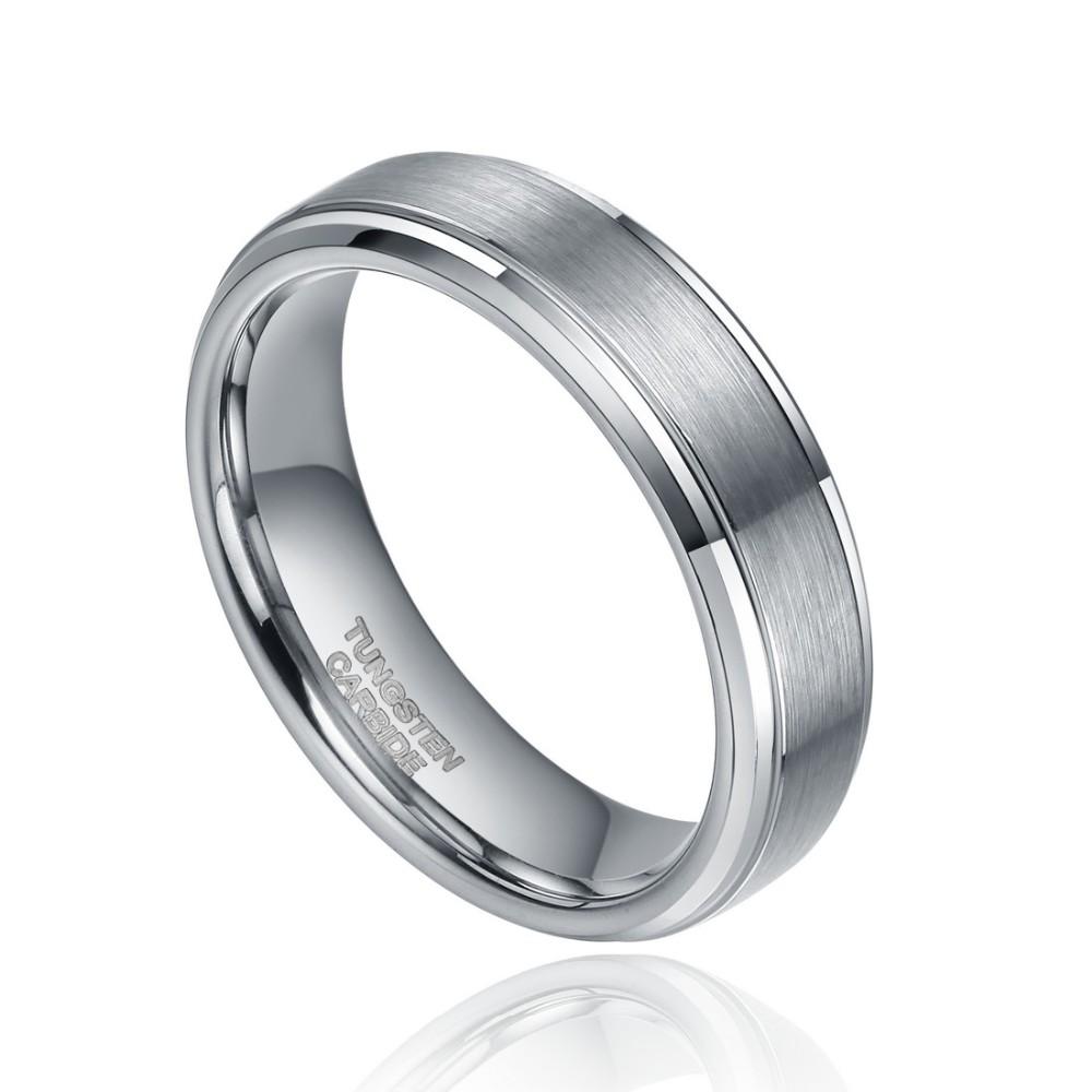 6mm or 8mm Silver Tungsten Ring Brush Unisex Ring - Promise Rings