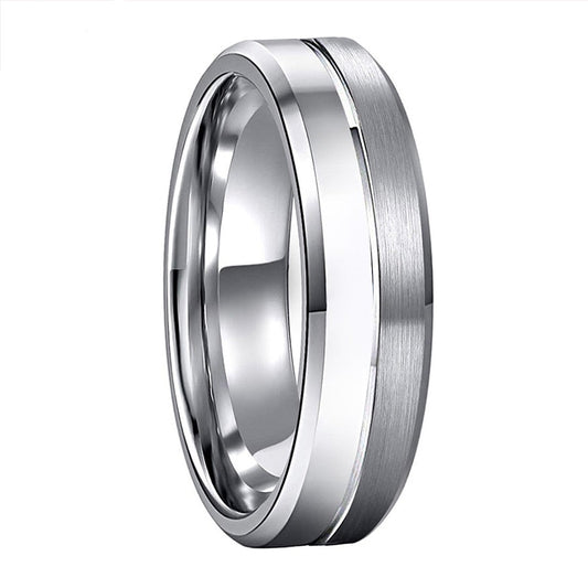 6mm or 8mm Two Tone Silver Tungsten Rings (Couples Rings) - Promise Rings
