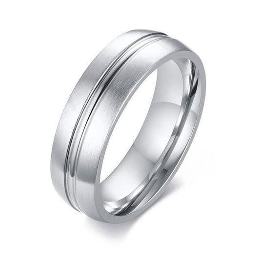6mm Thin Line Stainless Steel Mens Ring (2 Colors)