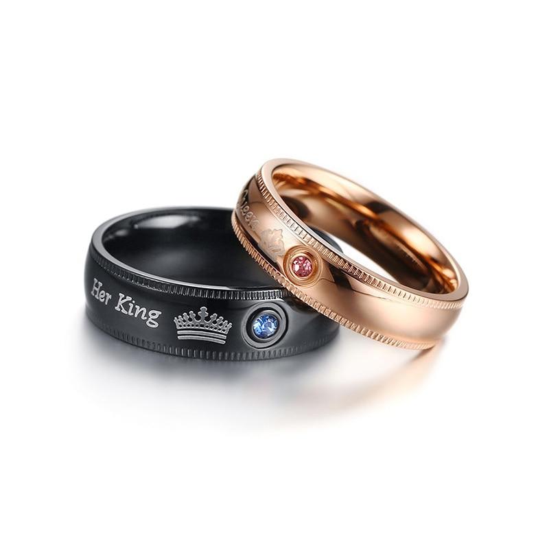 6mm/5mm Her King & His Queen Stainless Steel Rings (2 colors)