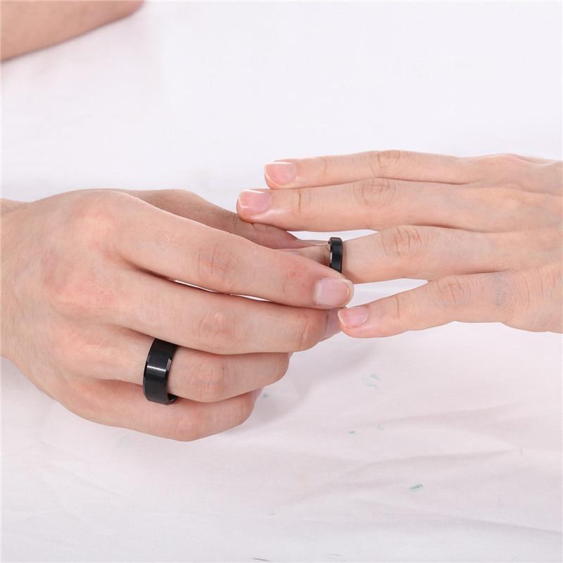 6mm/8mm Black Fine Brushed Tungsten Mens Ring - Promise Rings