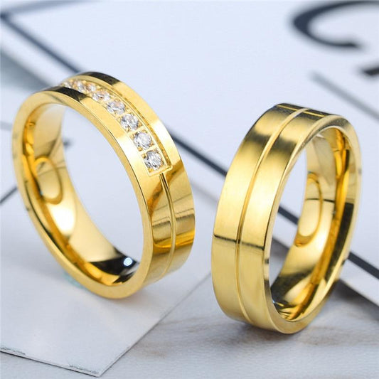 6mm/8mm Romantic Stainless Steel Couple Rings (2 colors) - Promise Rings