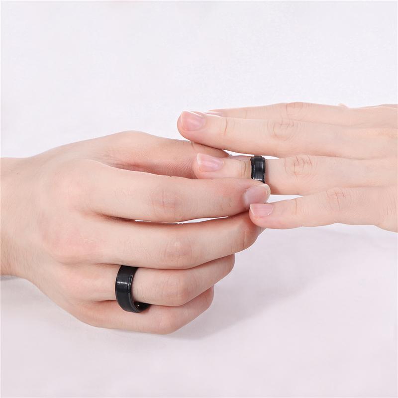 8mm & 6mm Brushed Tungsten Black Unisex Rings - Promise Rings