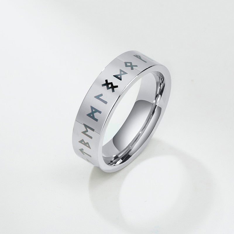 8mm & 6mm Nordic Viking Runes Unisex Ring - Promise Rings