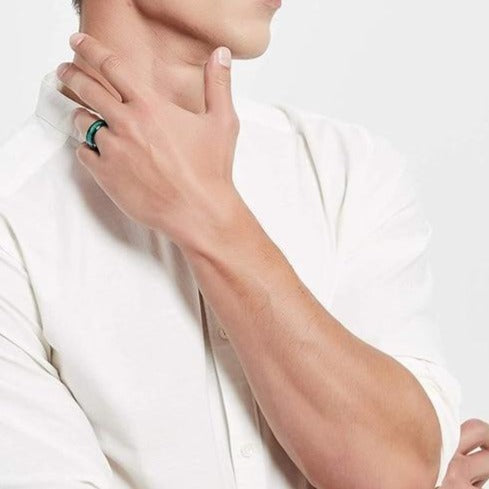 8mm Blue & Green Tungsten Men's Ring - Promise Rings