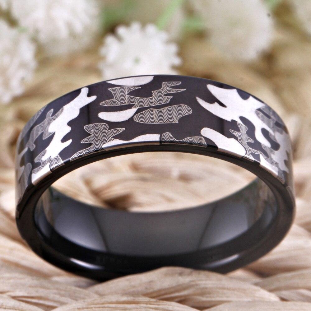 8mm Camo Military Design Tungsten Mens Ring - Promise Rings