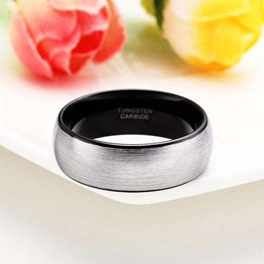 8mm Dome Brushed Tungsten Mens Ring - Promise Rings