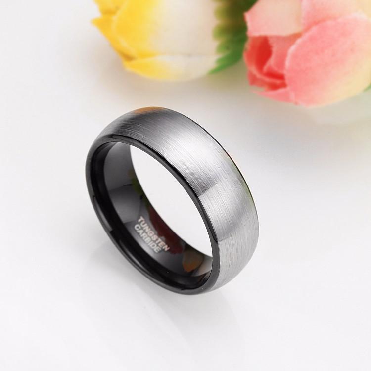 8mm Dome Brushed Tungsten Mens Ring - Promise Rings