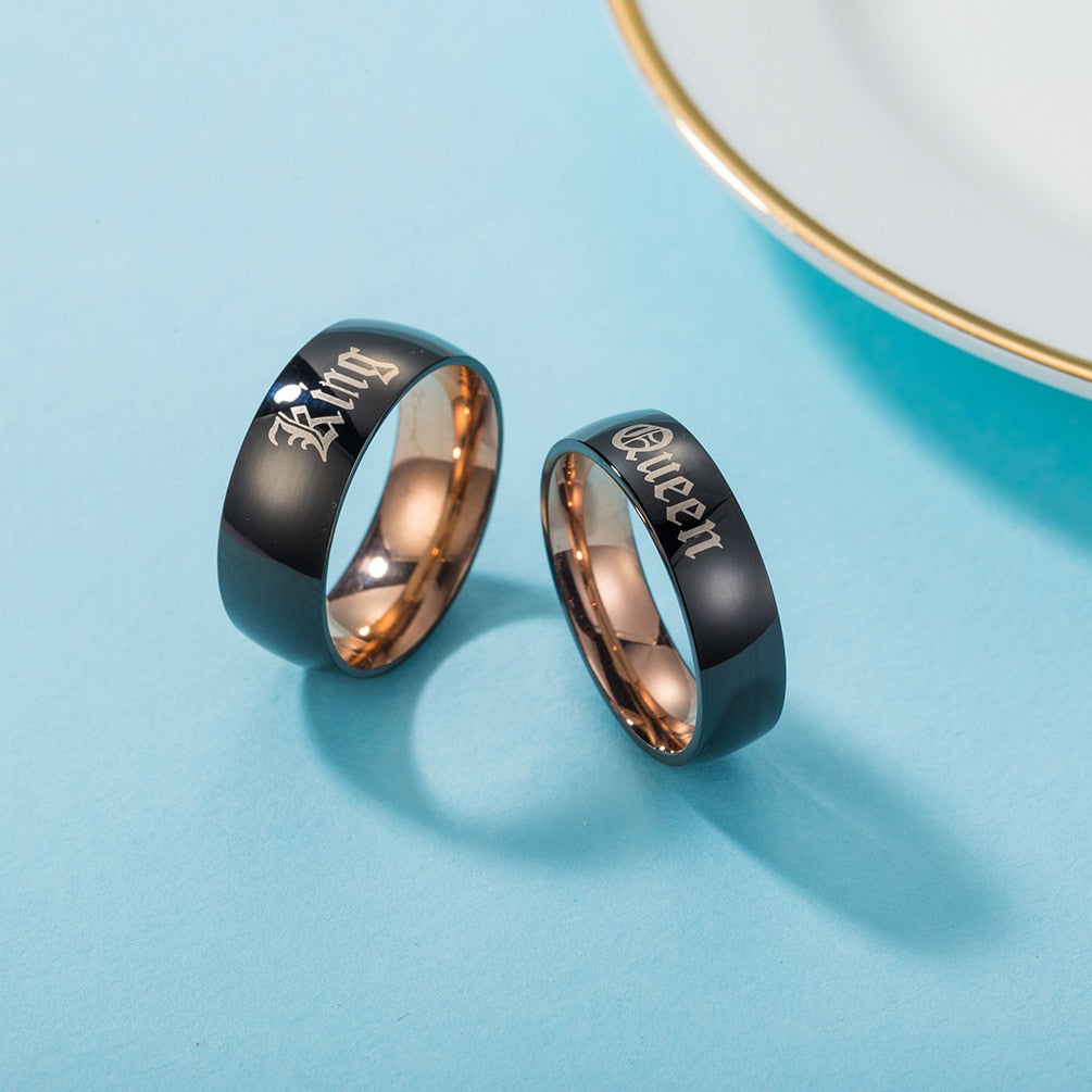 8mm Her King & His Queen Tungsten Couples Rings - Promise Rings