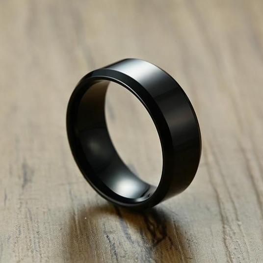 8mm Music Notes Musician Black Stainless Steel Men's Ring - Promise Rings