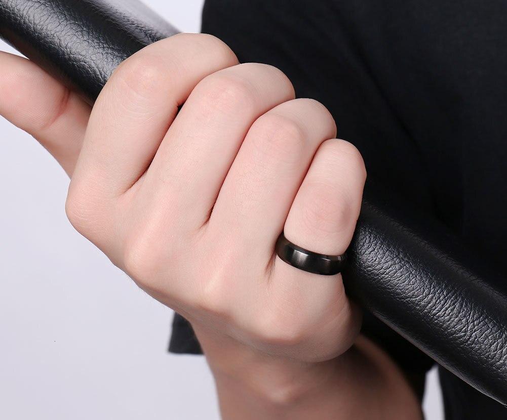 8mm Personalized custom engraving black mens rings - Promise Rings