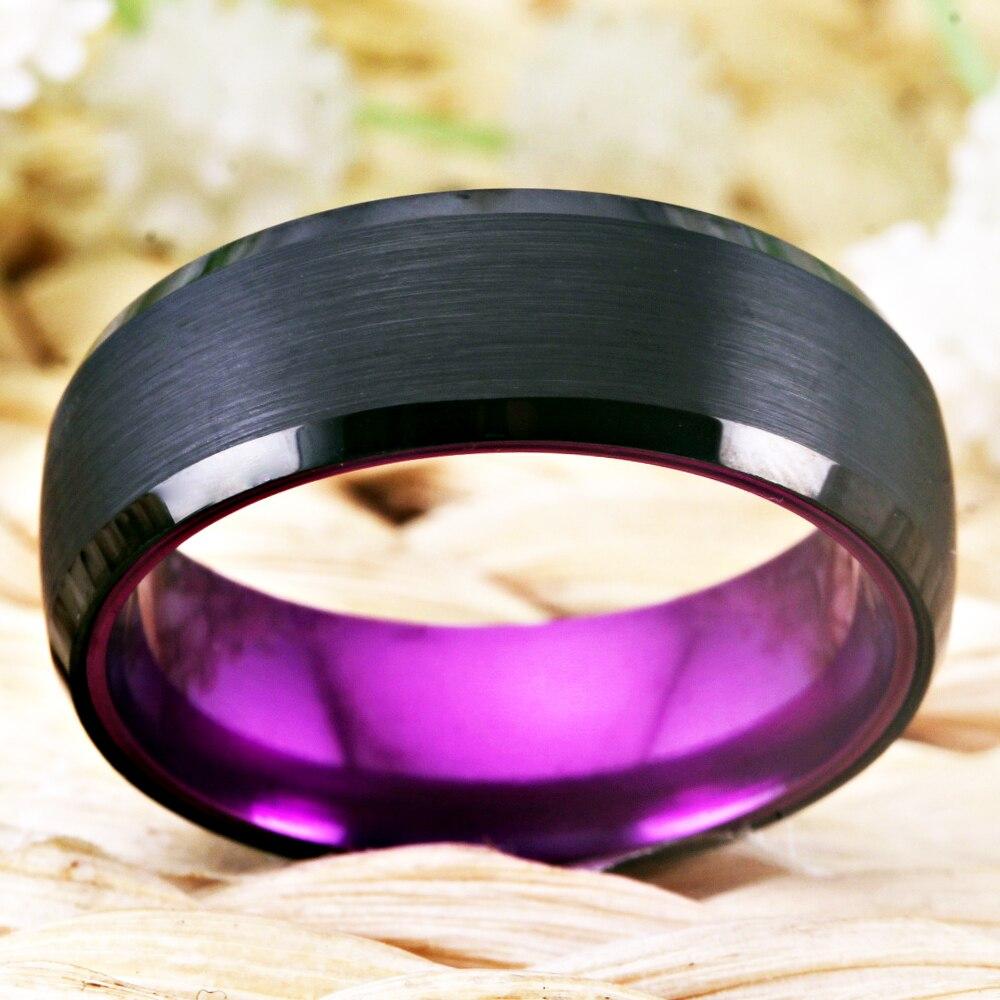 8mm Purple Berry Black Tungsten Unisex Ring - Promise Rings