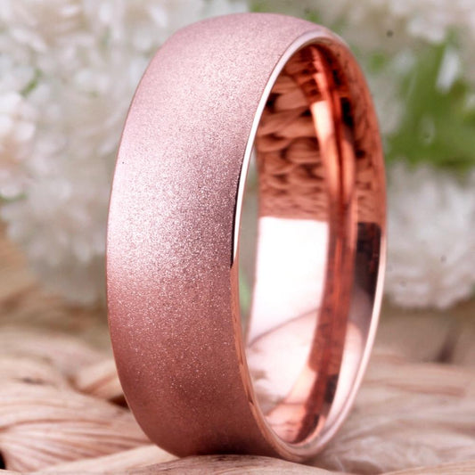 8mm Rose Golden Tungsten Unisex Ring - Promise Rings