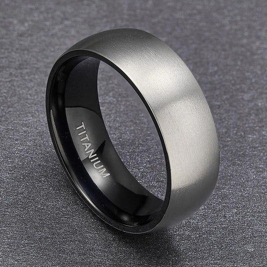 8mm Silver Brushed Finish Titanium Mens Ring - Promise Rings