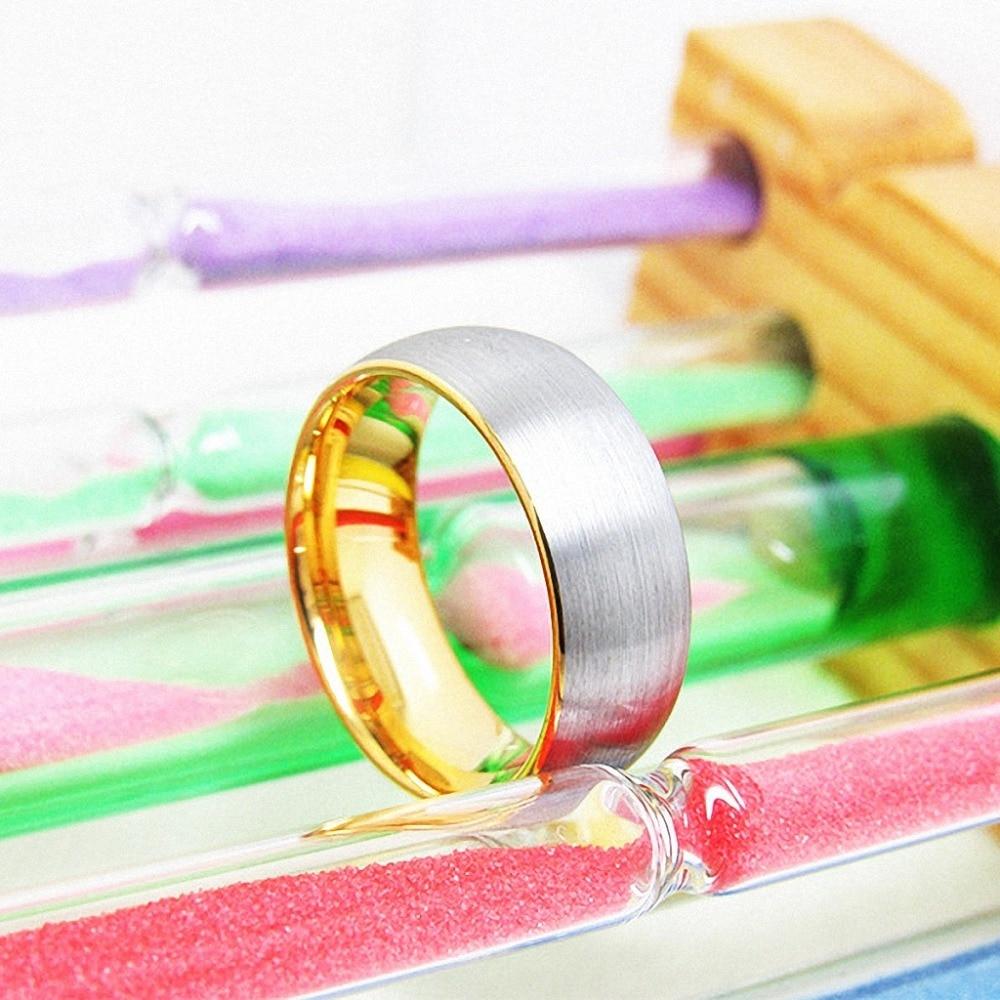 8mm Silver & IP Gold Plated Polished Unisex Ring - Promise Rings