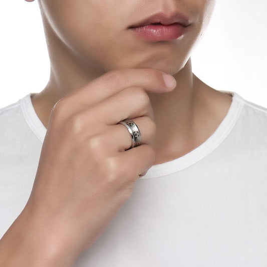 8mm Soccer Football Sport Stainless Steel Mens Ring - Promise Rings