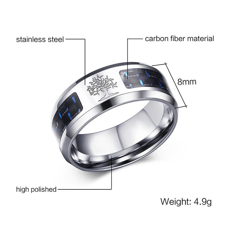 8mm Tree Of Life Stainless Steel Unisex Ring - Promise Rings