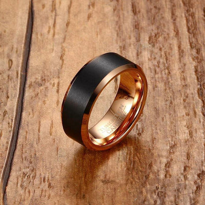 8mm Black & Rose Gold Color Tungsten Men's Ring