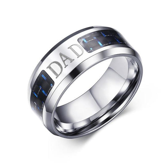 8mm Dad Silver Stainless Steel Mens Ring
