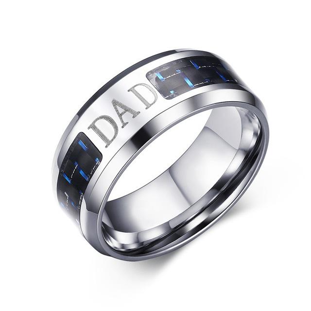 8mm Dad Silver Stainless Steel Mens Ring