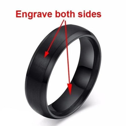 8mm Personalized custom engraving black mens rings