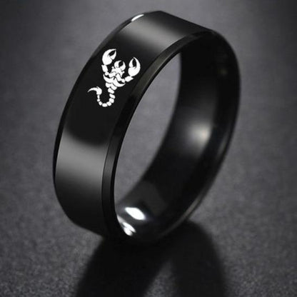 8mm Scorpion Animal Black Stainless Steel Mens Ring