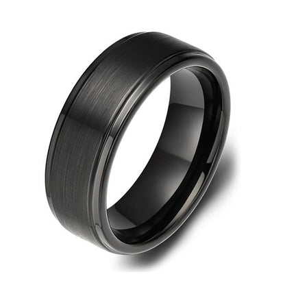 8mm & 6mm Brushed Tungsten Black Unisex Rings