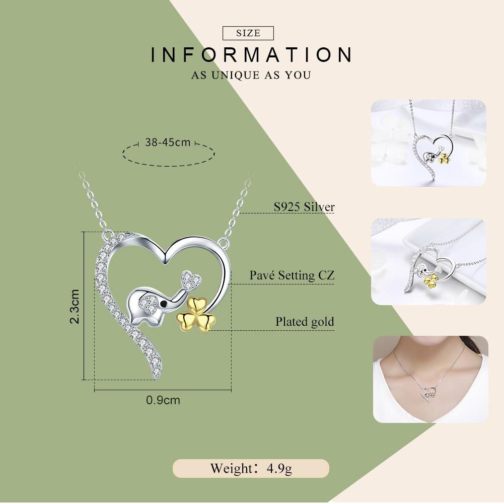 925 Sterling Silver Elephant Heart Necklace - Necklaces