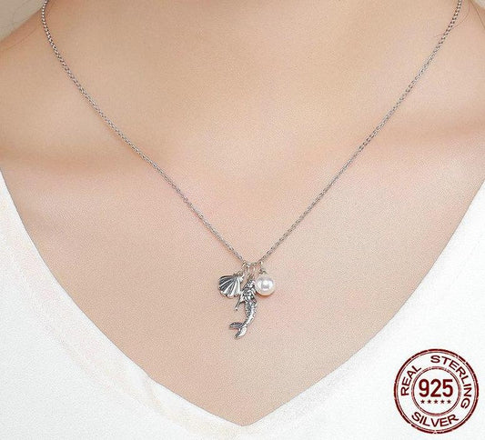 925 Sterling Silver Mermaid Necklace - Necklaces